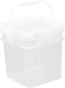 10L Square Bucket All Purpose Pail with Handle and Lid Food Storage Container for Garage Camping Construction House Cleaning, Transparent