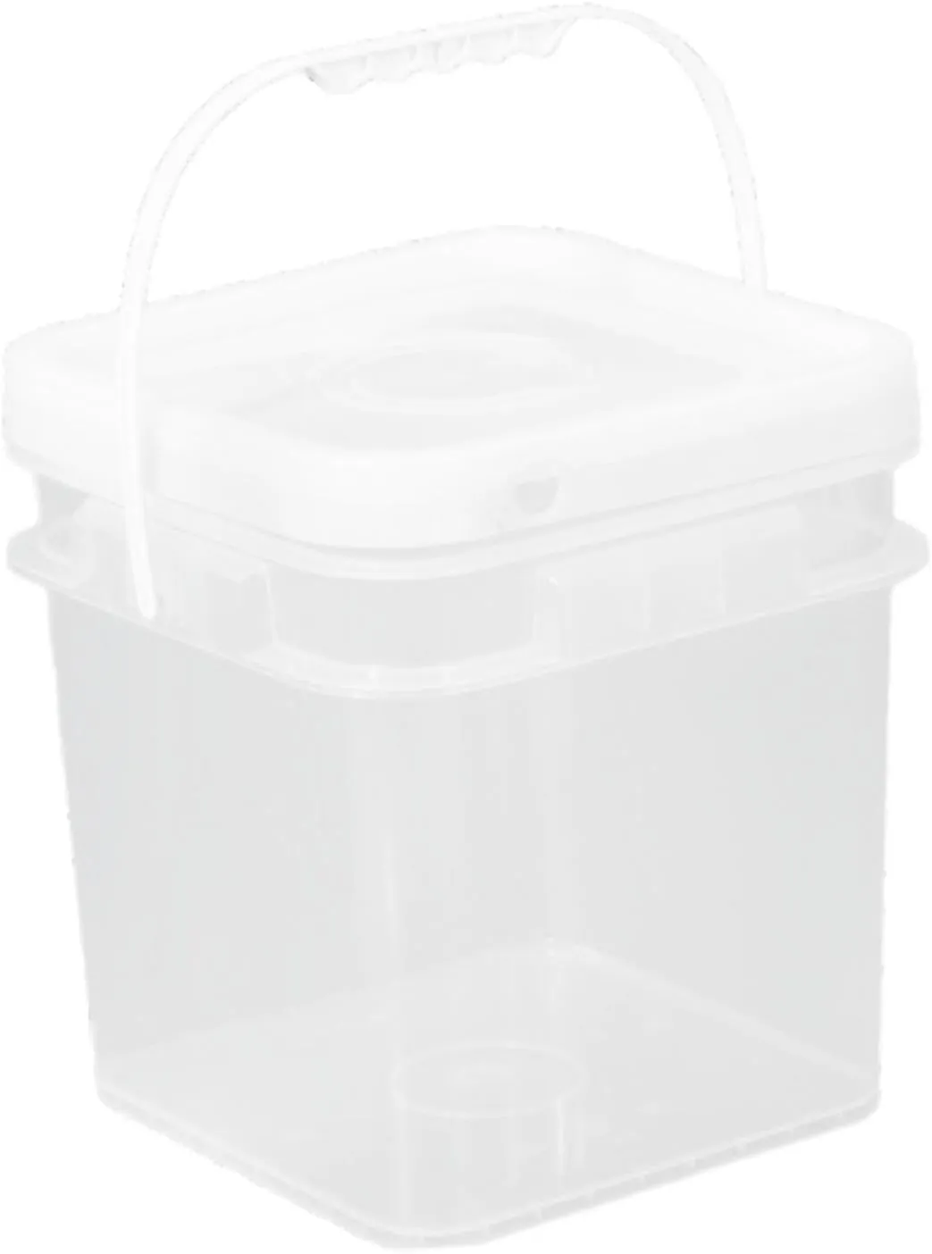 10L Square Bucket All Purpose Pail with Handle and Lid Food Storage Container for Garage Camping Construction House Cleaning, Transparent