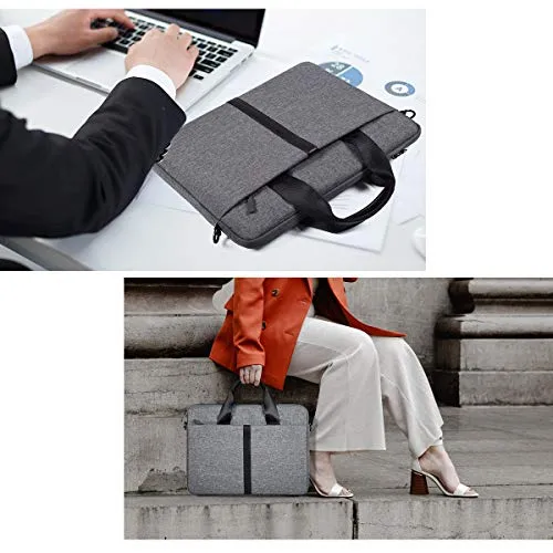 15.6 Inch Laptop Sleeve Shoulder Bag Waterproof Briefcase Handbag for HP Envy X360/Pavilion 15.6, Acer Aspire/Chromebook 15, Dell Inspiron 15, Lenovo Yoga 730 15.6, ASUS MSI 15.6 Carrying Case, Gray