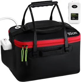 2 Pcs Fishing Bucket and Live Bait Aerator, Foldable Multi Functional Live Bucket Portable Quiet Aerator Outdoor Camping Fishing EVA Bag(10 Gallon)