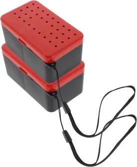2pcs Red Worm Box Portable Soft Bait Organizer Insulated Fishing Bait Bucket Leakproof Plastic Freshwater/saltwater