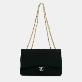 Black Cotton Jumbo Classic Single Flap Bag