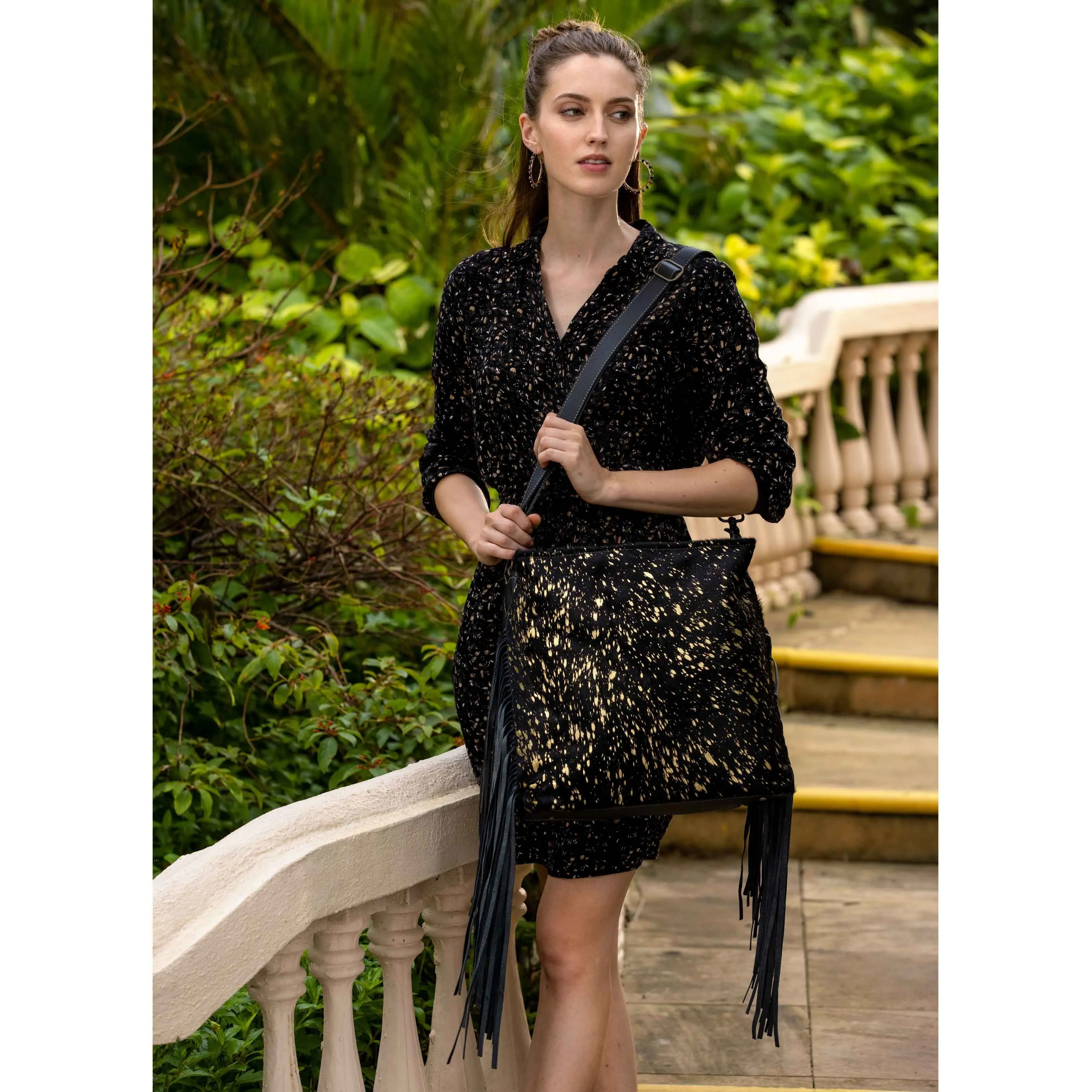 Black Shimmer Shoulder Bag