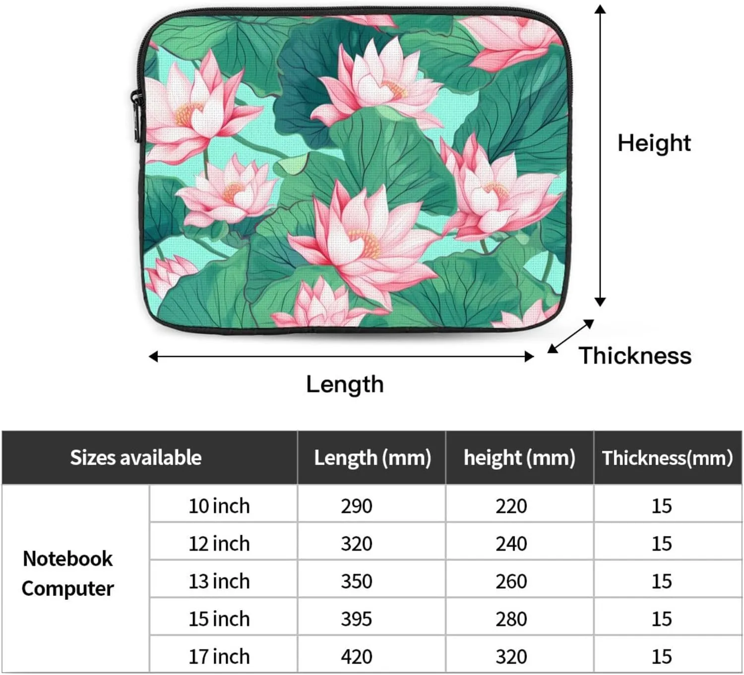 Blooming Lotus Pond Laptop Inner Bag Laptop Sleeve Case Briefcase Carrying Laptop Cover