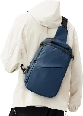 Blue Sling Crossbody Bag for Mens, Tactical Backpack Shoulder Daypack Mini Anti-Theft Cross Body Motorcycle Chest Bags, Small Men One Strap Backpack for Casual Travel Hiking Outdoor Sports
