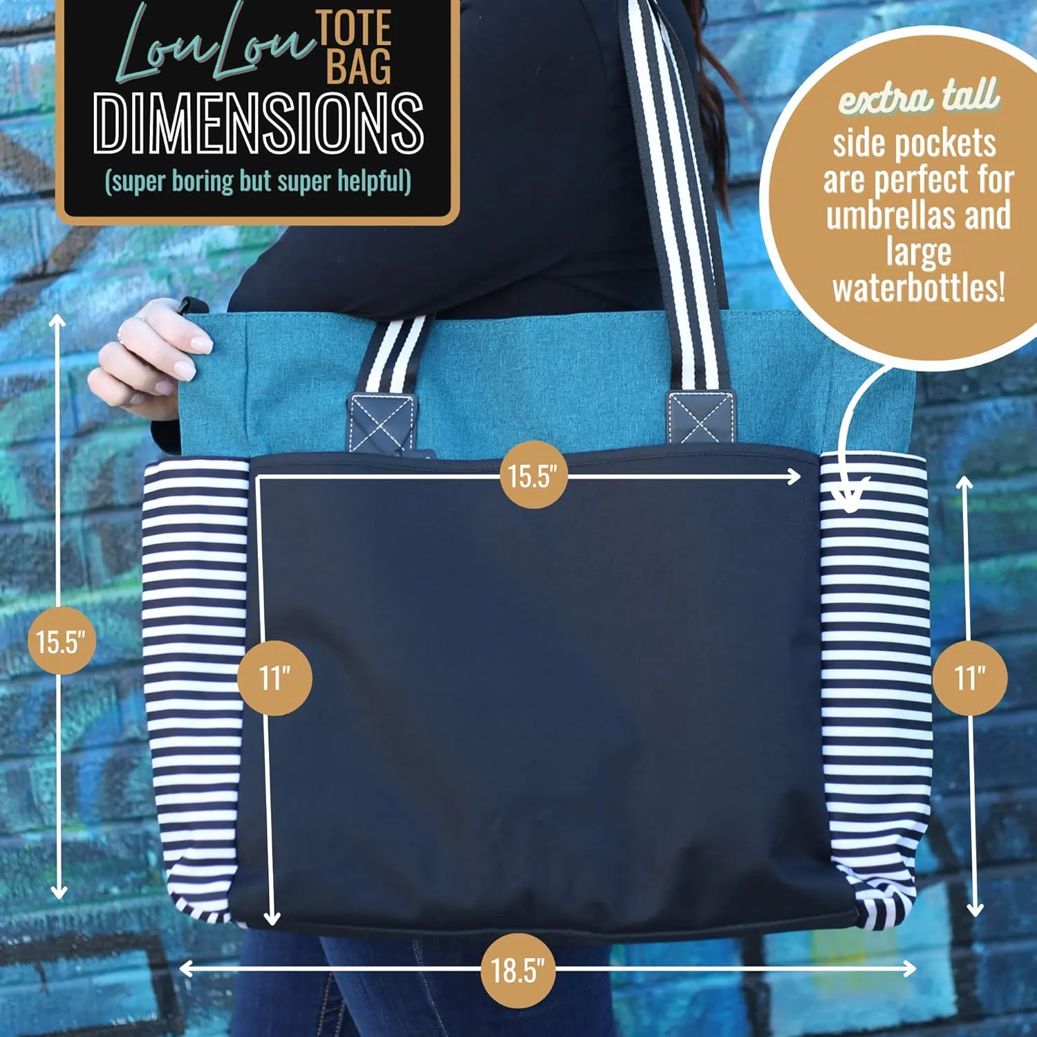 Brooke & Jess Designs Large Work Tote Bags with Pockets for Women - Travel Carry-on Laptop Bag