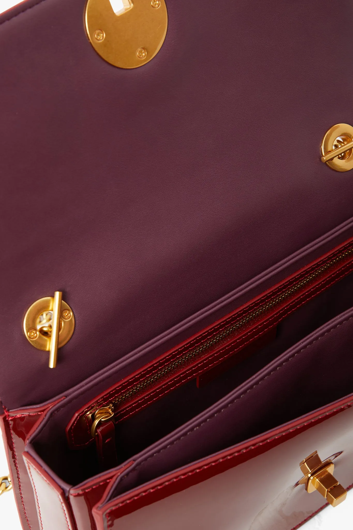Celia Leather Patent Chain Strap Evening Bag