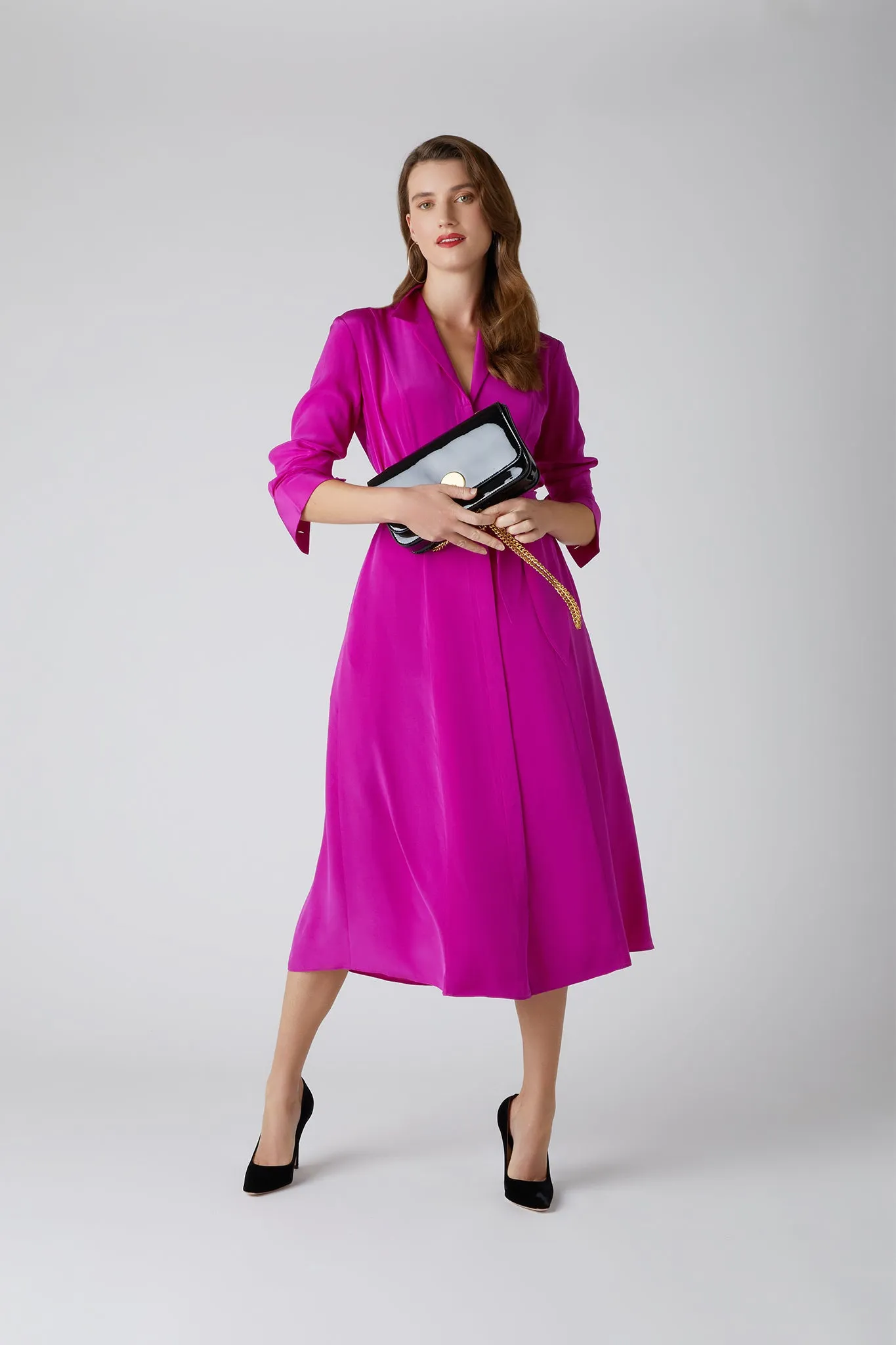 Celia Leather Patent Chain Strap Evening Bag