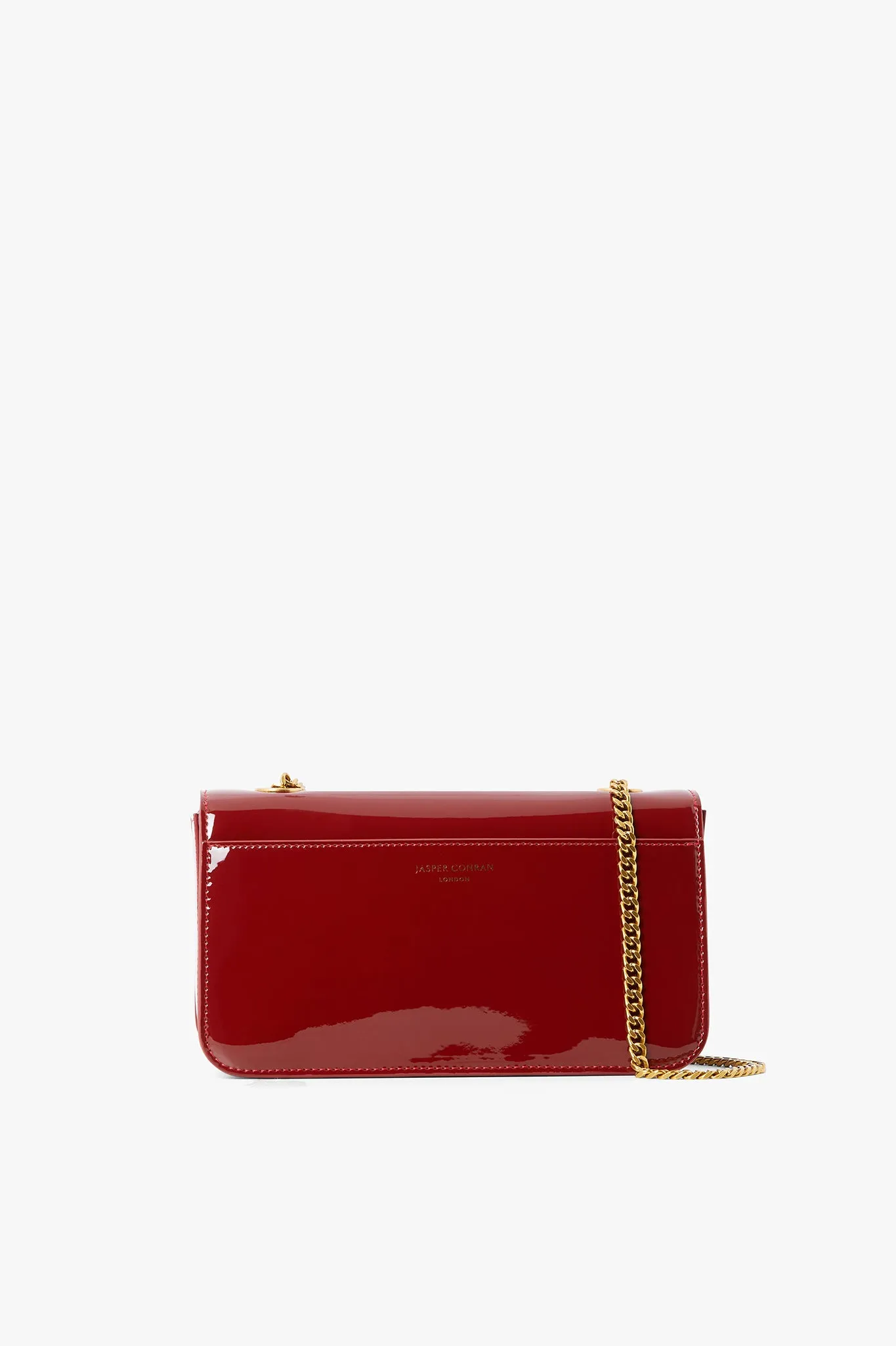 Celia Leather Patent Chain Strap Evening Bag