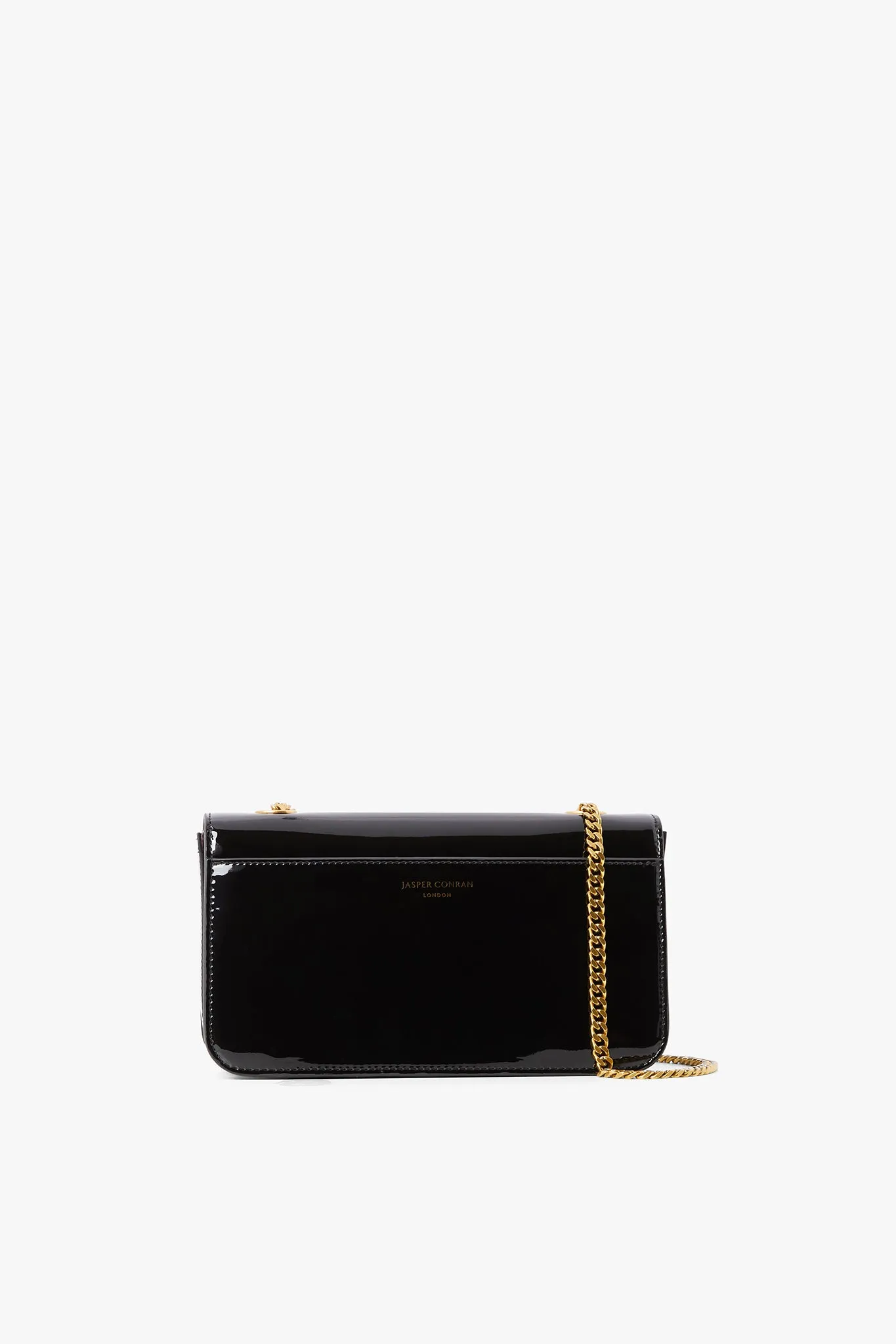 Celia Leather Patent Chain Strap Evening Bag