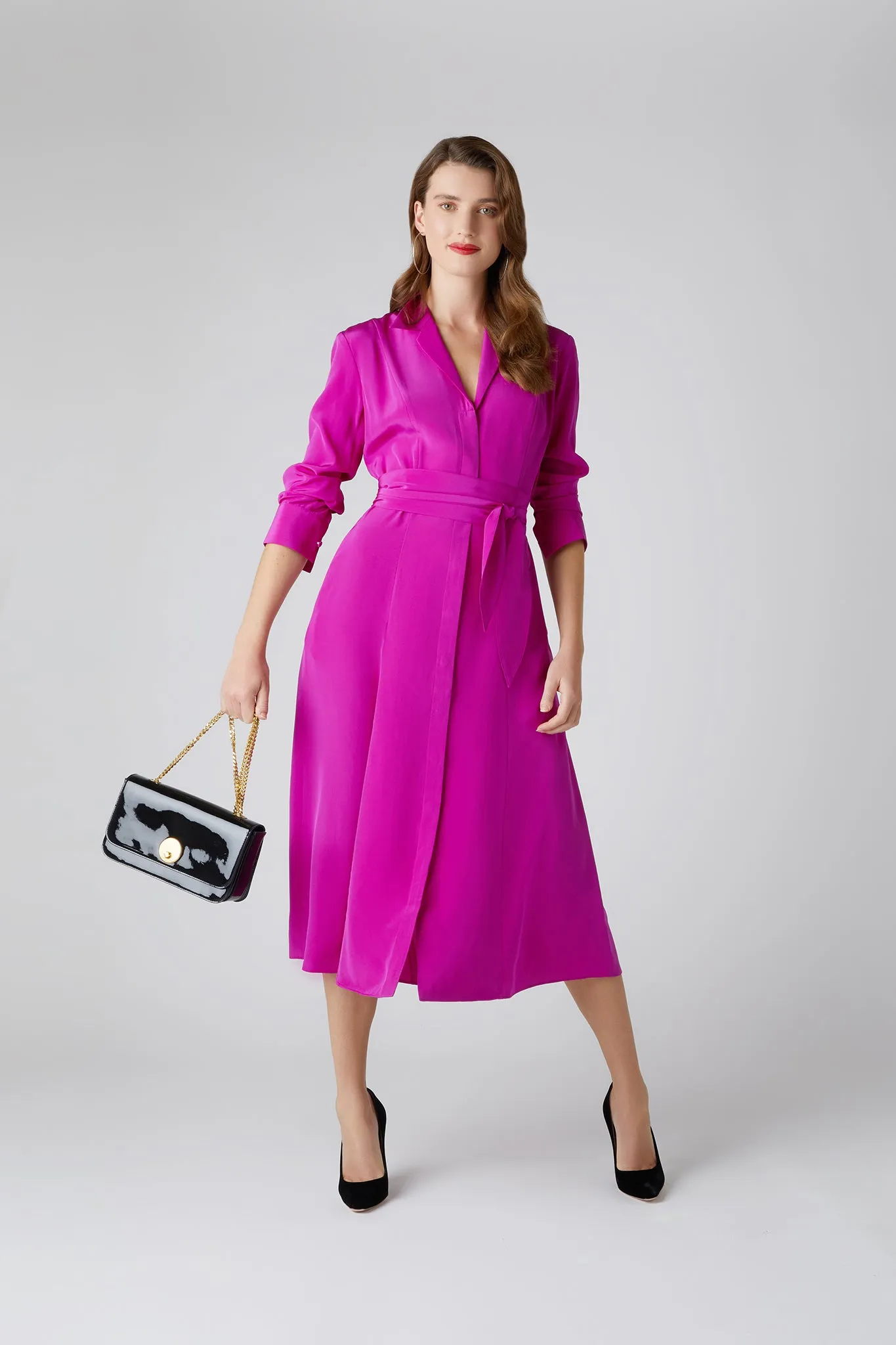 Celia Leather Patent Chain Strap Evening Bag