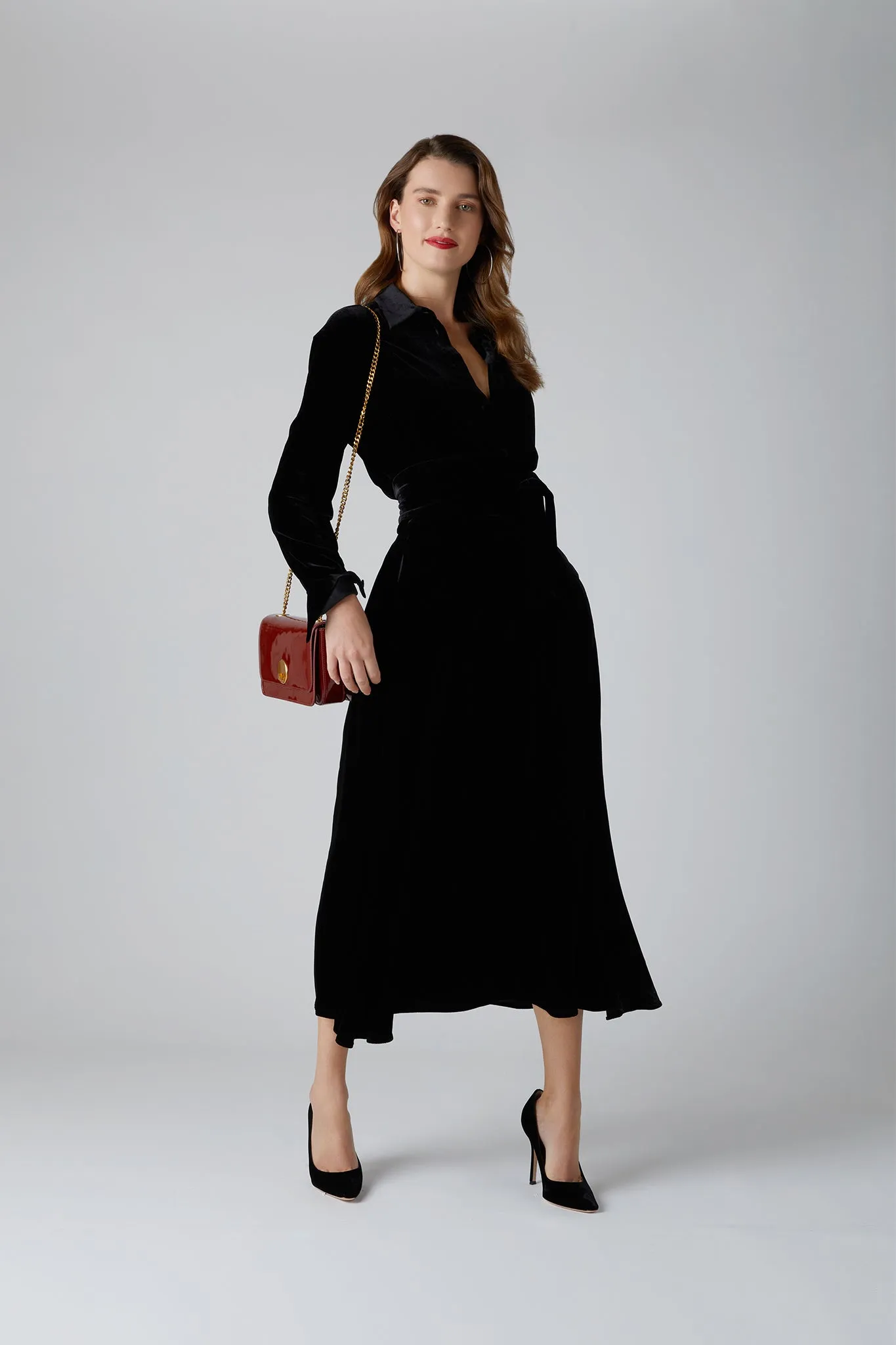 Celia Leather Patent Chain Strap Evening Bag