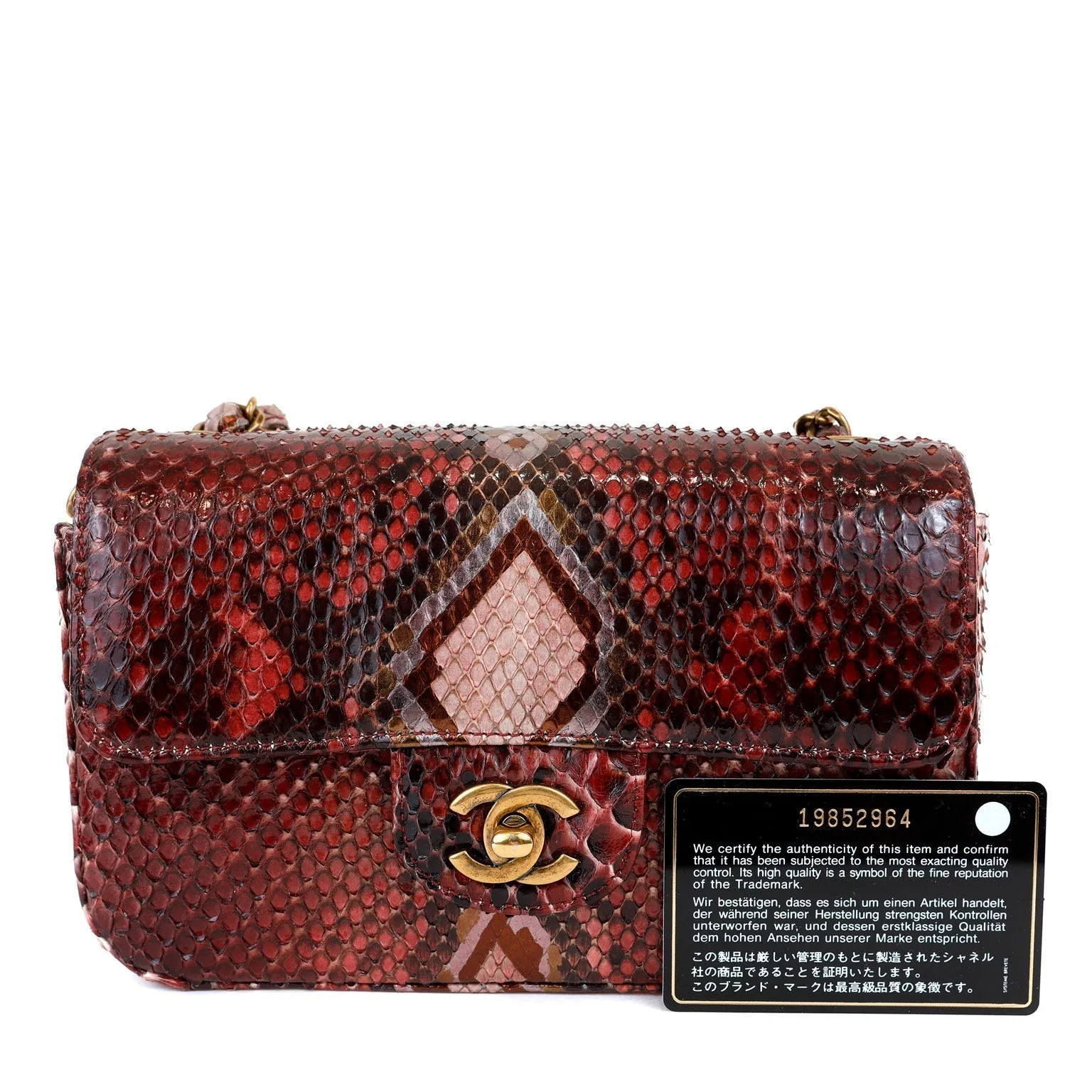 Chanel Burgundy Python Small Classic Flap