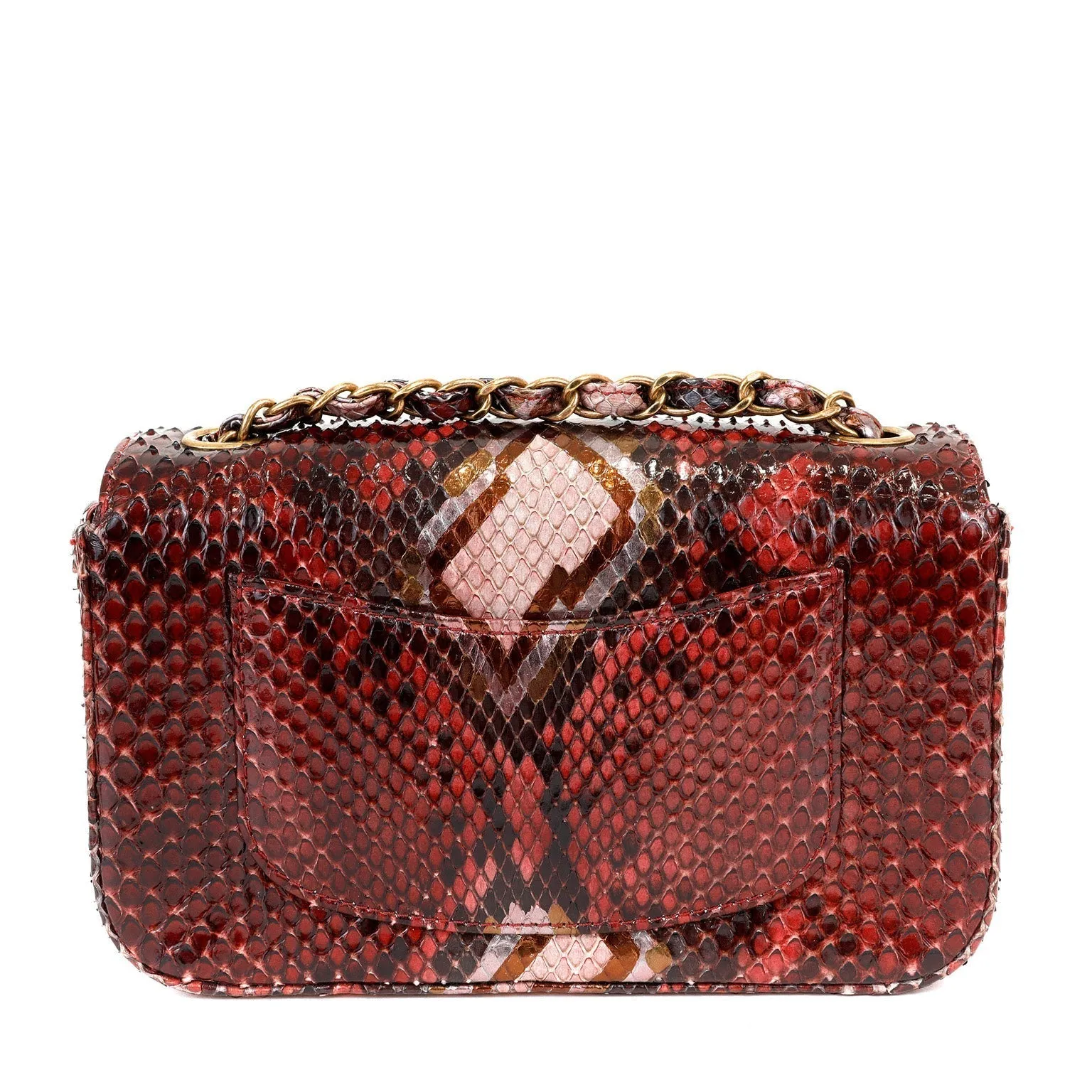 Chanel Burgundy Python Small Classic Flap