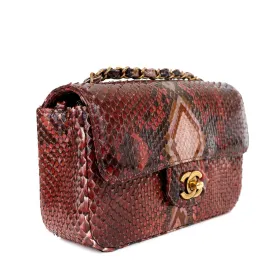 Chanel Burgundy Python Small Classic Flap
