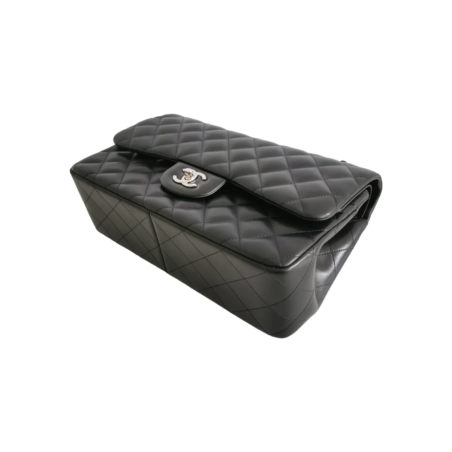 Chanel Classic Double Flap Jumbo Black Lambskin Silver