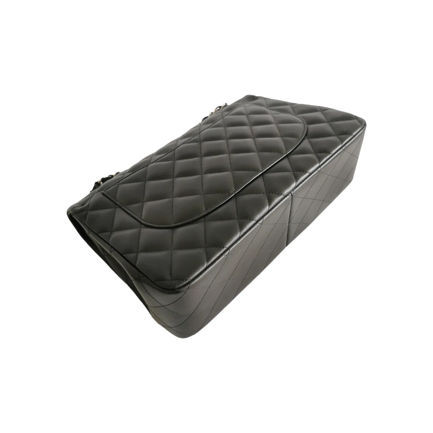 Chanel Classic Double Flap Jumbo Black Lambskin Silver