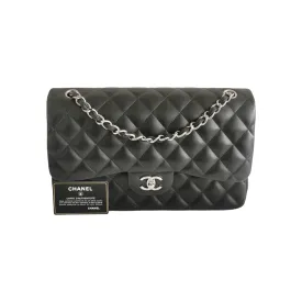 Chanel Classic Double Flap Jumbo Black Lambskin Silver
