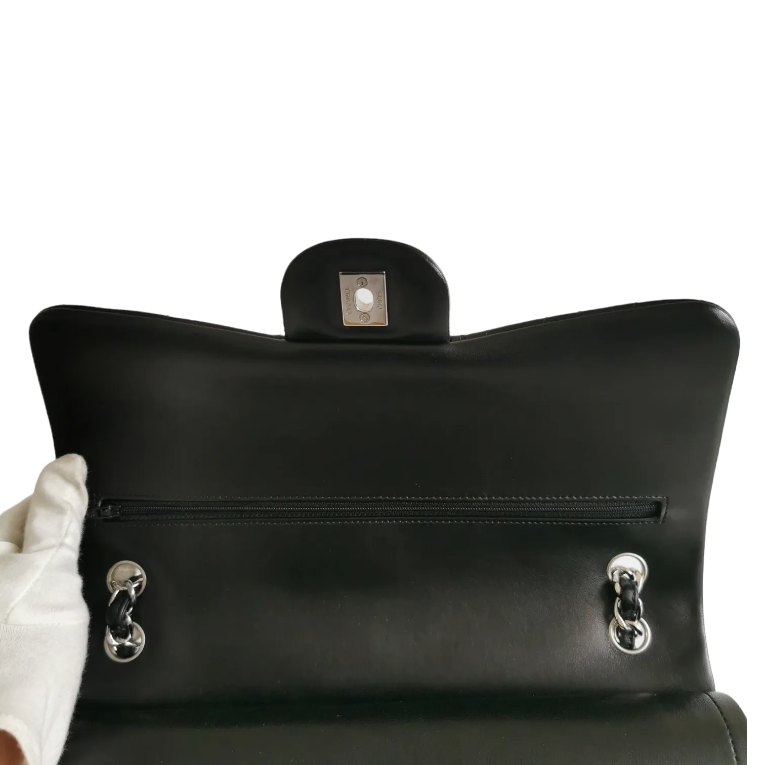 Chanel Classic Double Flap Jumbo Black Lambskin Silver