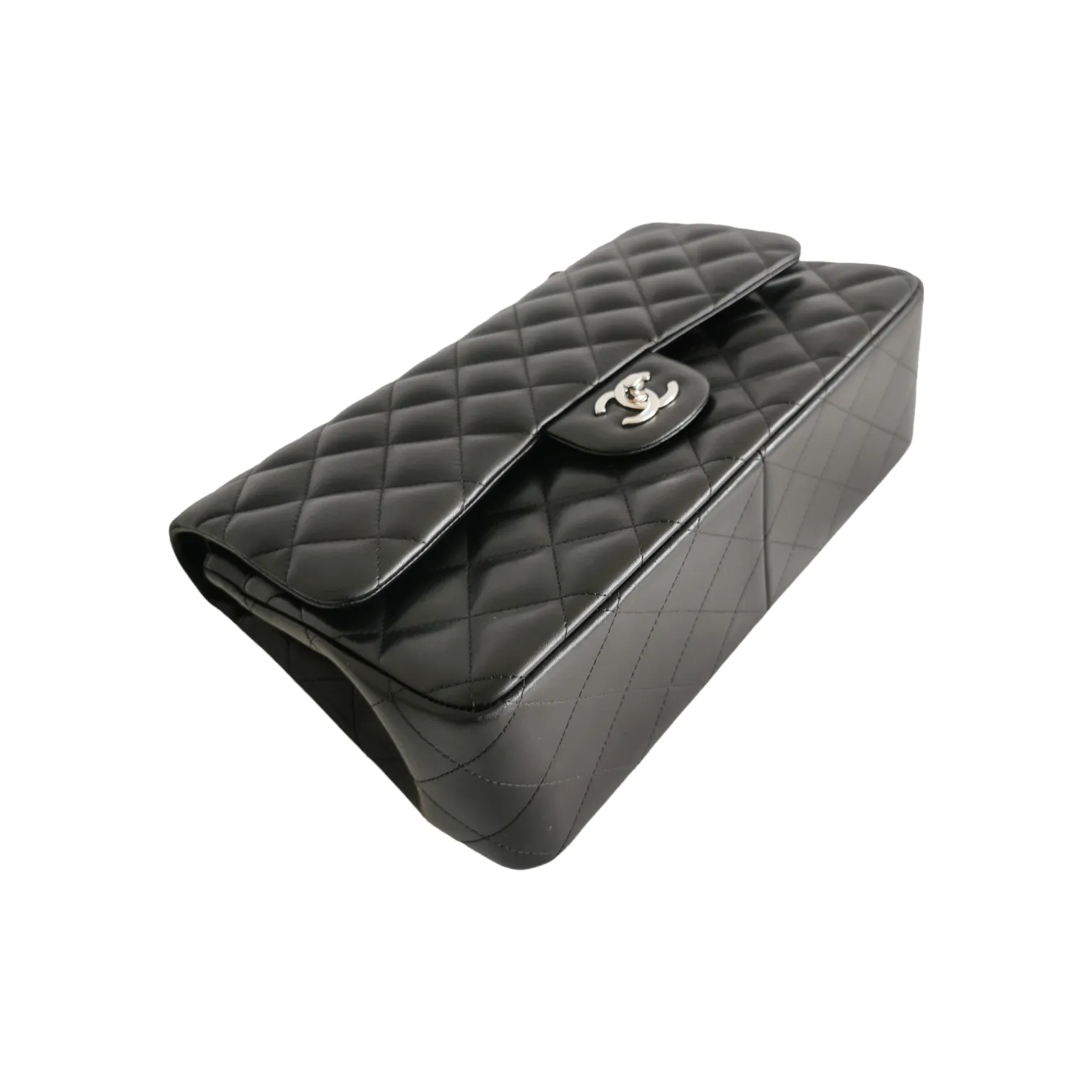 Chanel Classic Double Flap Jumbo Black Lambskin Silver