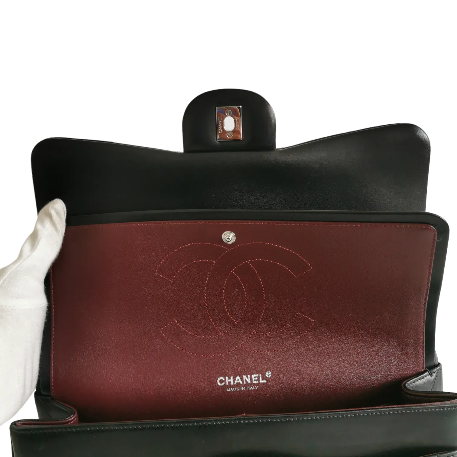 Chanel Classic Double Flap Jumbo Black Lambskin Silver