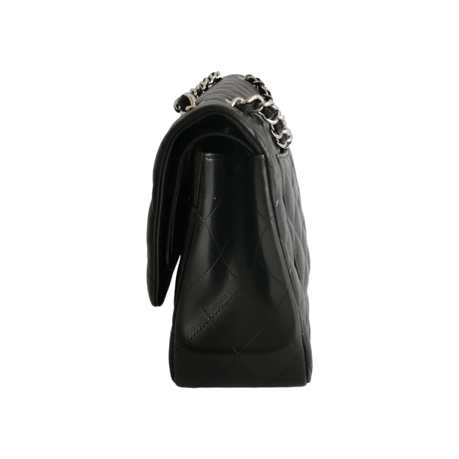 Chanel Classic Double Flap Jumbo Black Lambskin Silver
