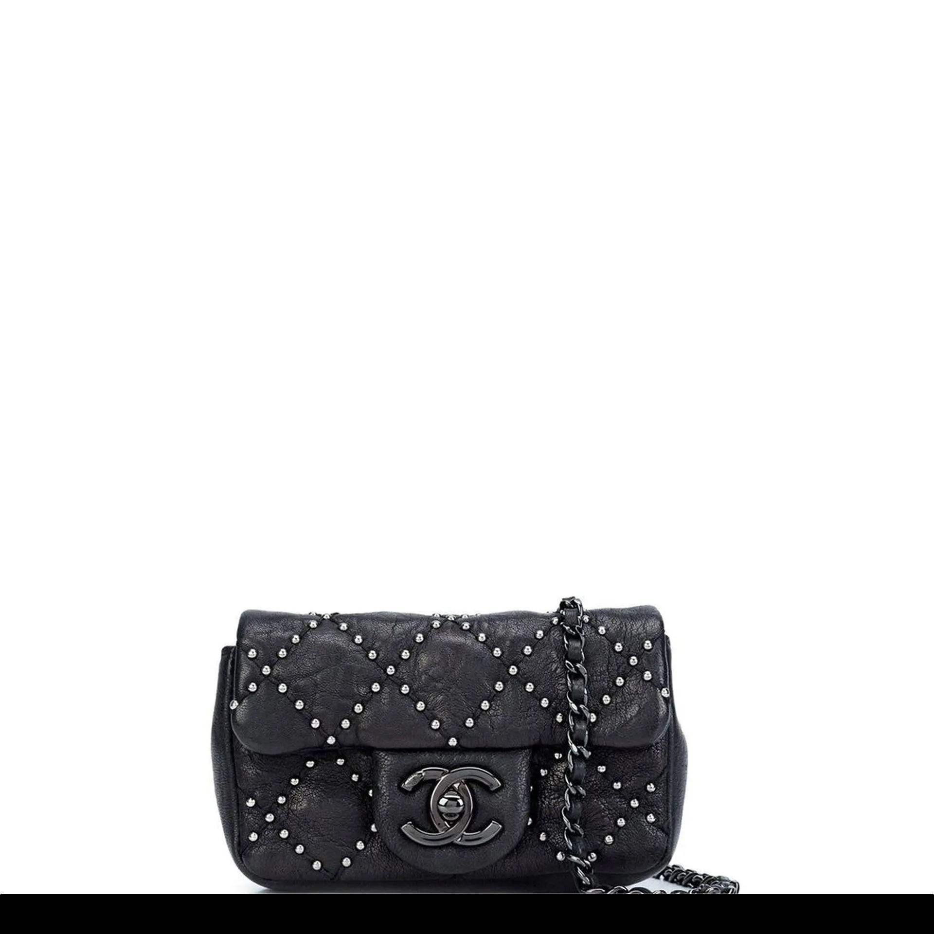 Chanel Classic Flap So Studded Mini Dallas Black Leather Cross Body Bag
