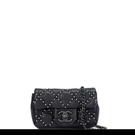 Chanel Classic Flap So Studded Mini Dallas Black Leather Cross Body Bag