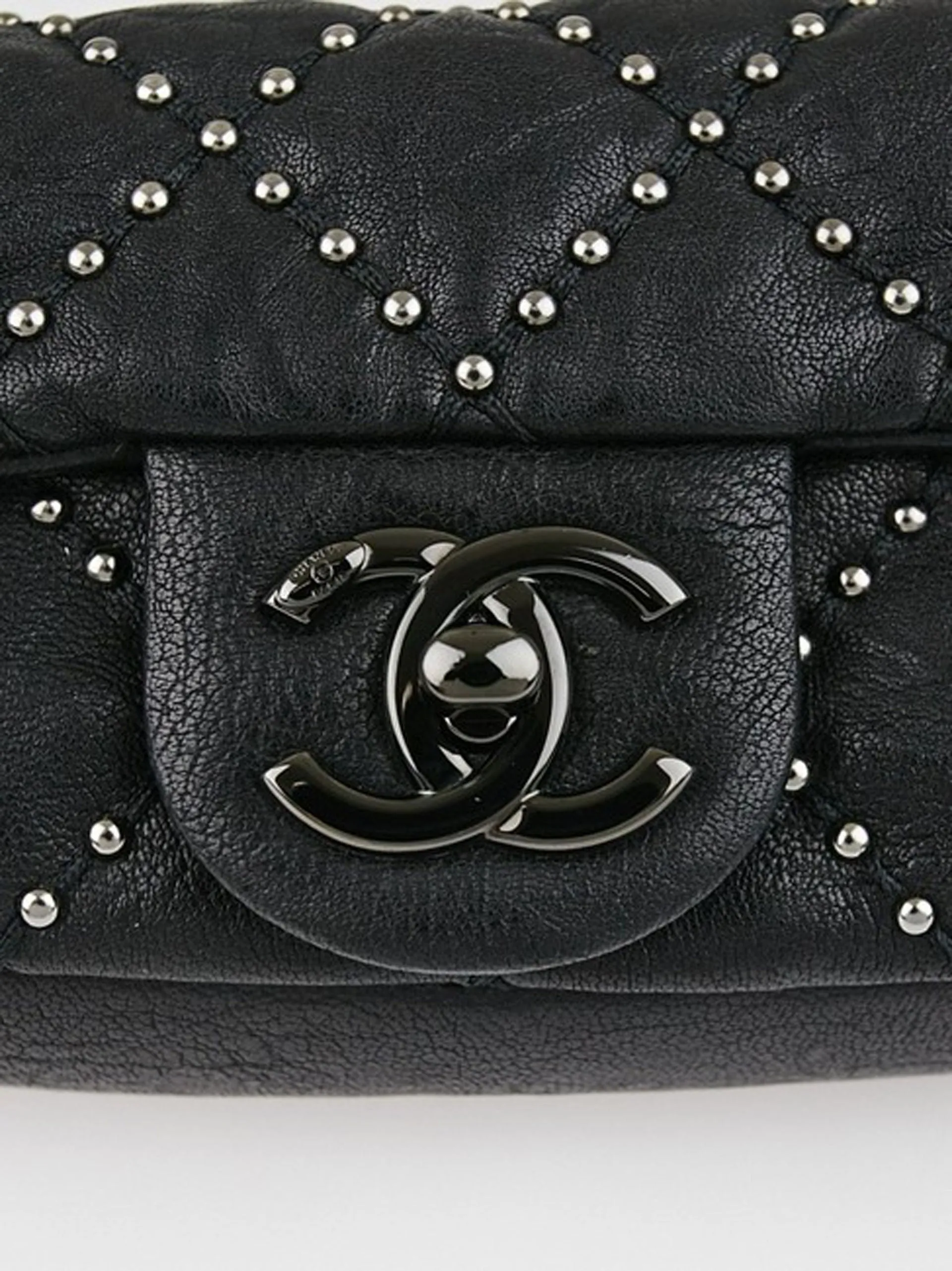 Chanel Classic Flap So Studded Mini Dallas Black Leather Cross Body Bag