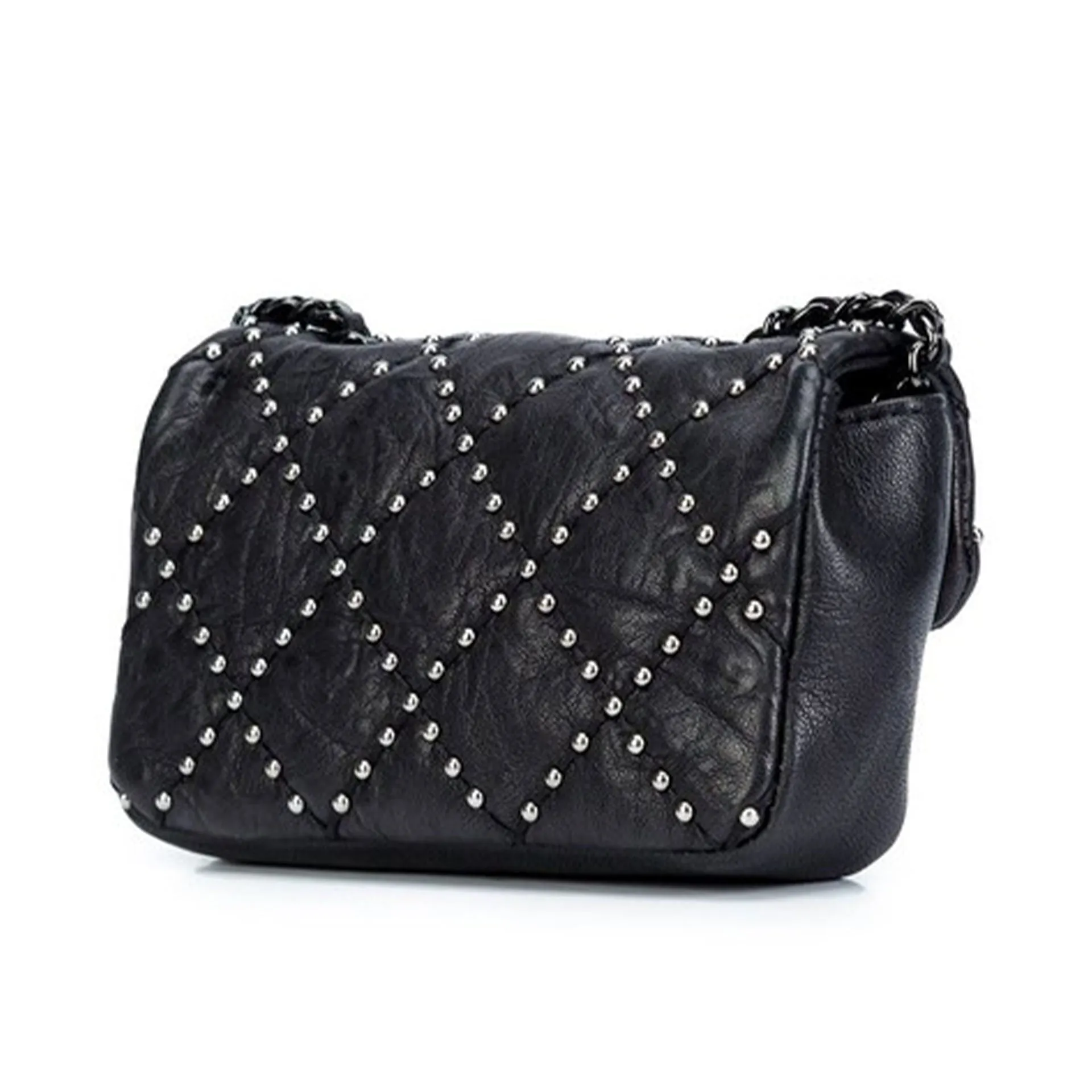 Chanel Classic Flap So Studded Mini Dallas Black Leather Cross Body Bag