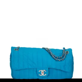 Chanel Microfiber Turquoise Classic Flap Bag