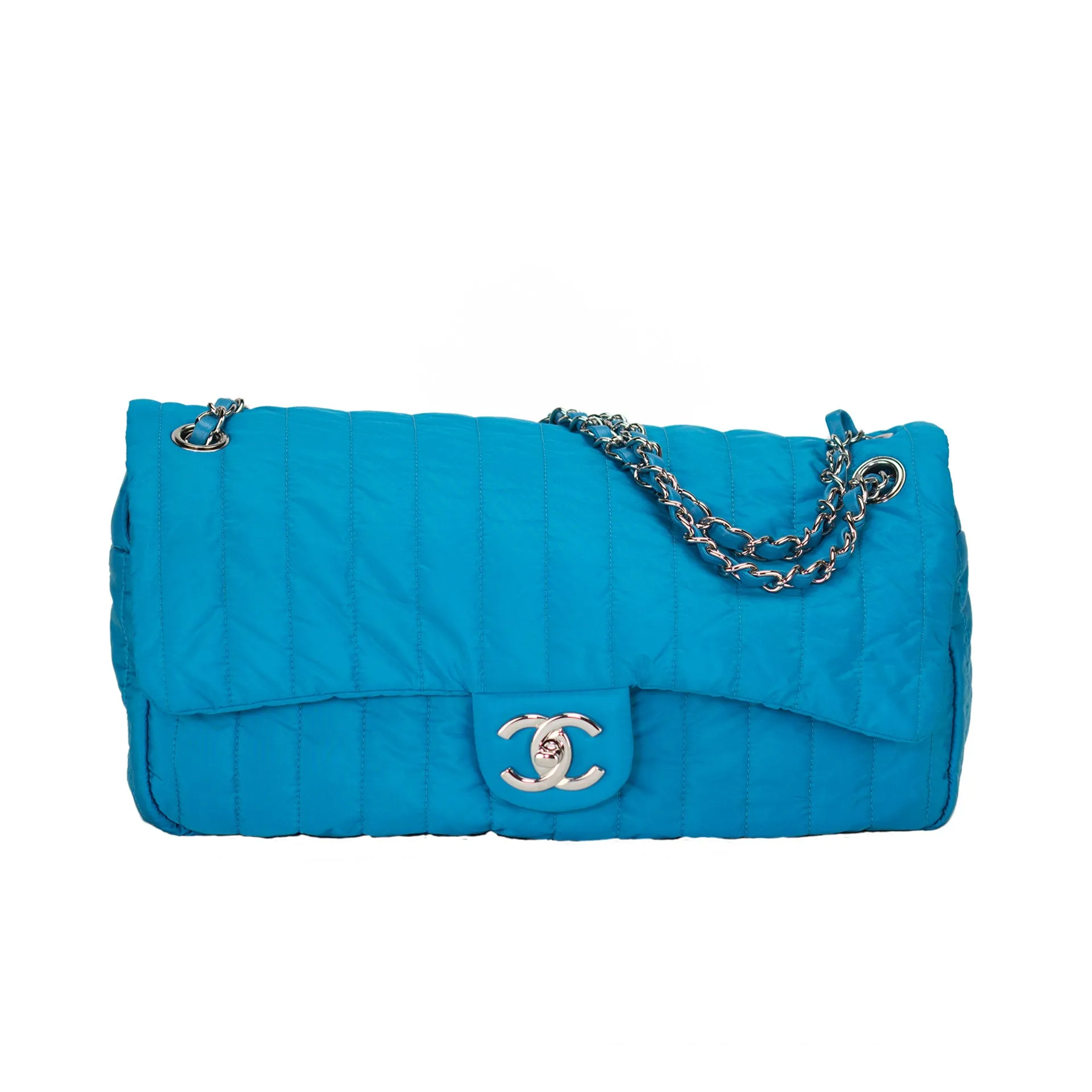 Chanel Microfiber Turquoise Classic Flap Bag