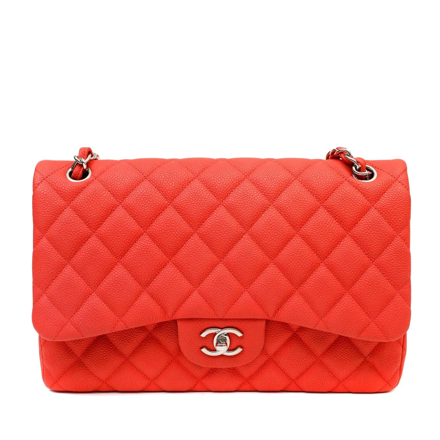 Chanel Salmon Brushed Caviar Jumbo Classic Double Flap Bag