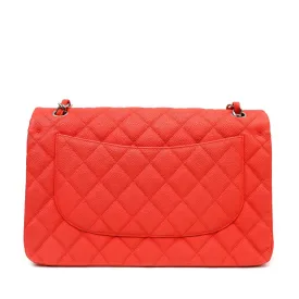 Chanel Salmon Brushed Caviar Jumbo Classic Double Flap Bag