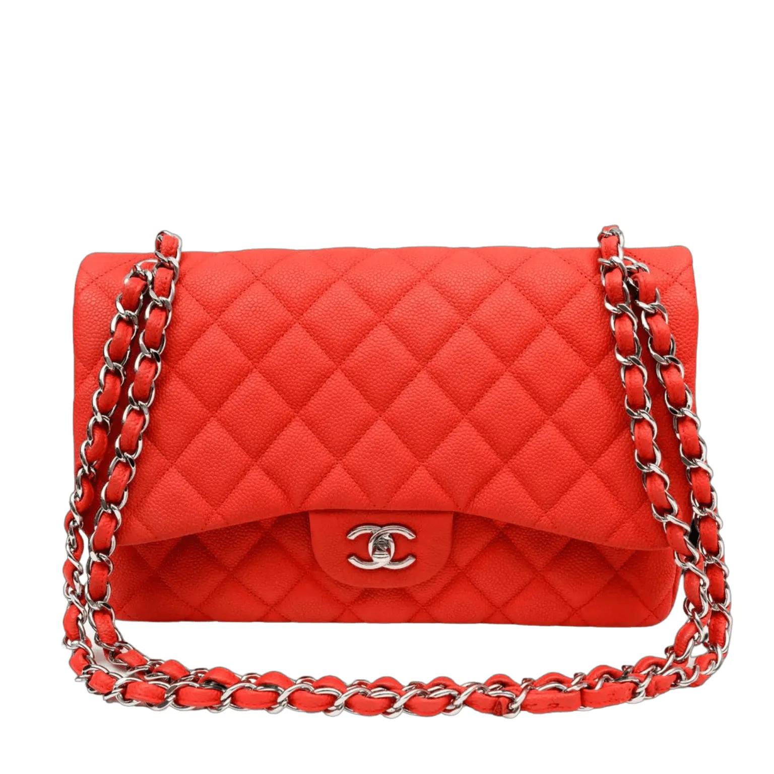 Chanel Salmon Brushed Caviar Jumbo Classic Double Flap Bag