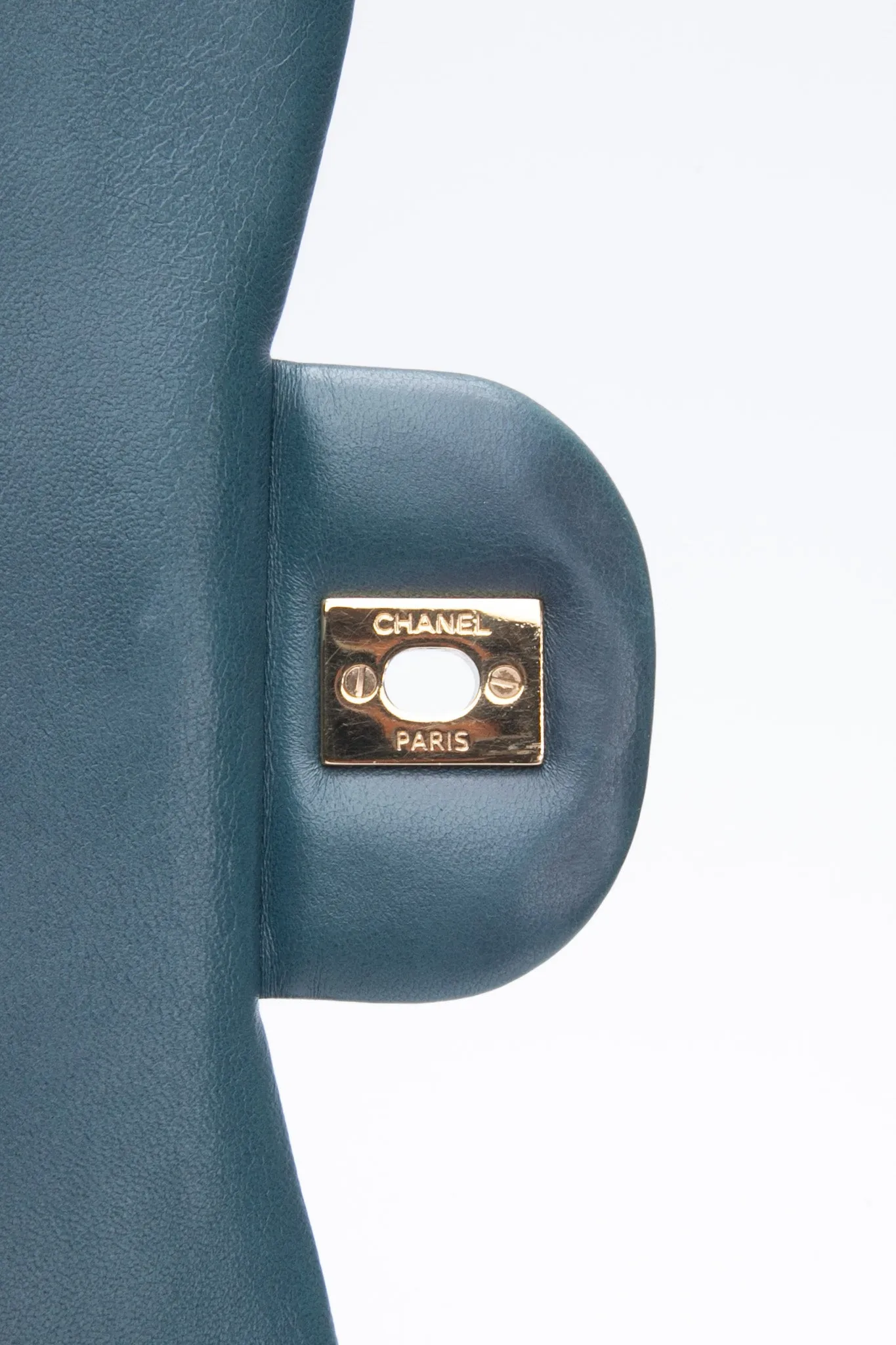 CHANEL Teal Lambskin Quilted Jumbo Double Flap Bag