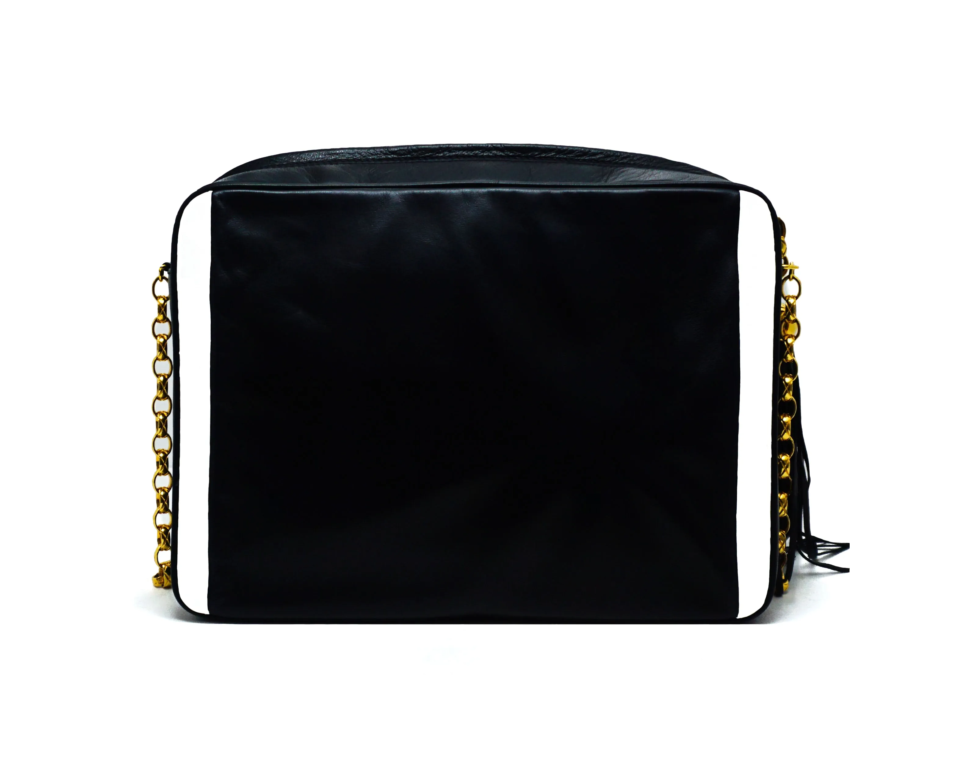 Chanel Vintage Rare Navy & White Lambskin Medium Camera Bag