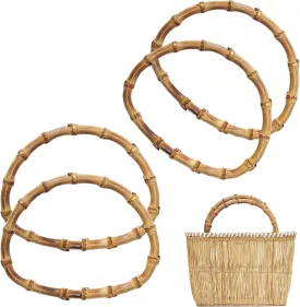 CHGCRAFT 4pcs Wooden D-Shaped Bamboo Bag Handle Replacements Handmade Bag Purse Making Handles for Bag Beach Bag Handbags Straw Bag Purse Handles Crafting, 4.725.91inch