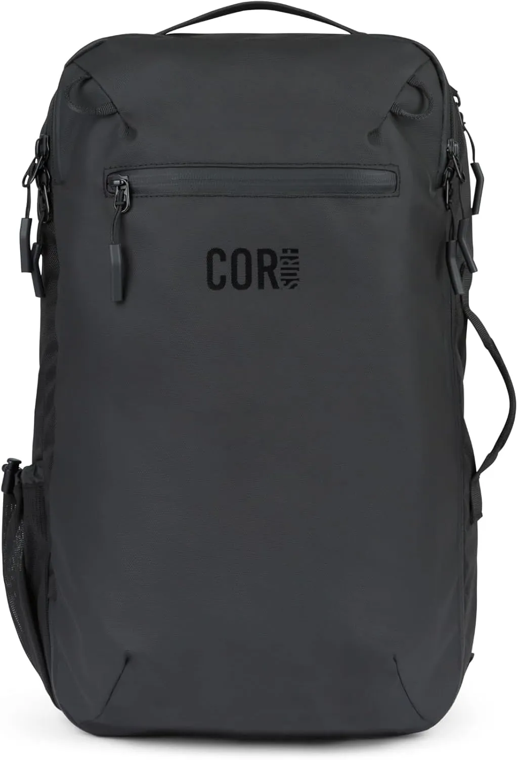 COR Surf Carry On Travel Backpack Bundle | Island Hopper Travel Backpack with Toiletry Bag and Compression Packing Cube Set (28L, Black)