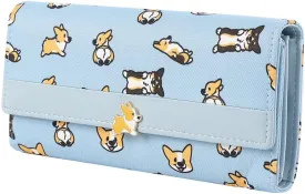 Corgi Women Big Spender Clutch Travel Organizer Large Travel Purse Perfect Carry-All Money Manager Tri-fold Wallet (blue)