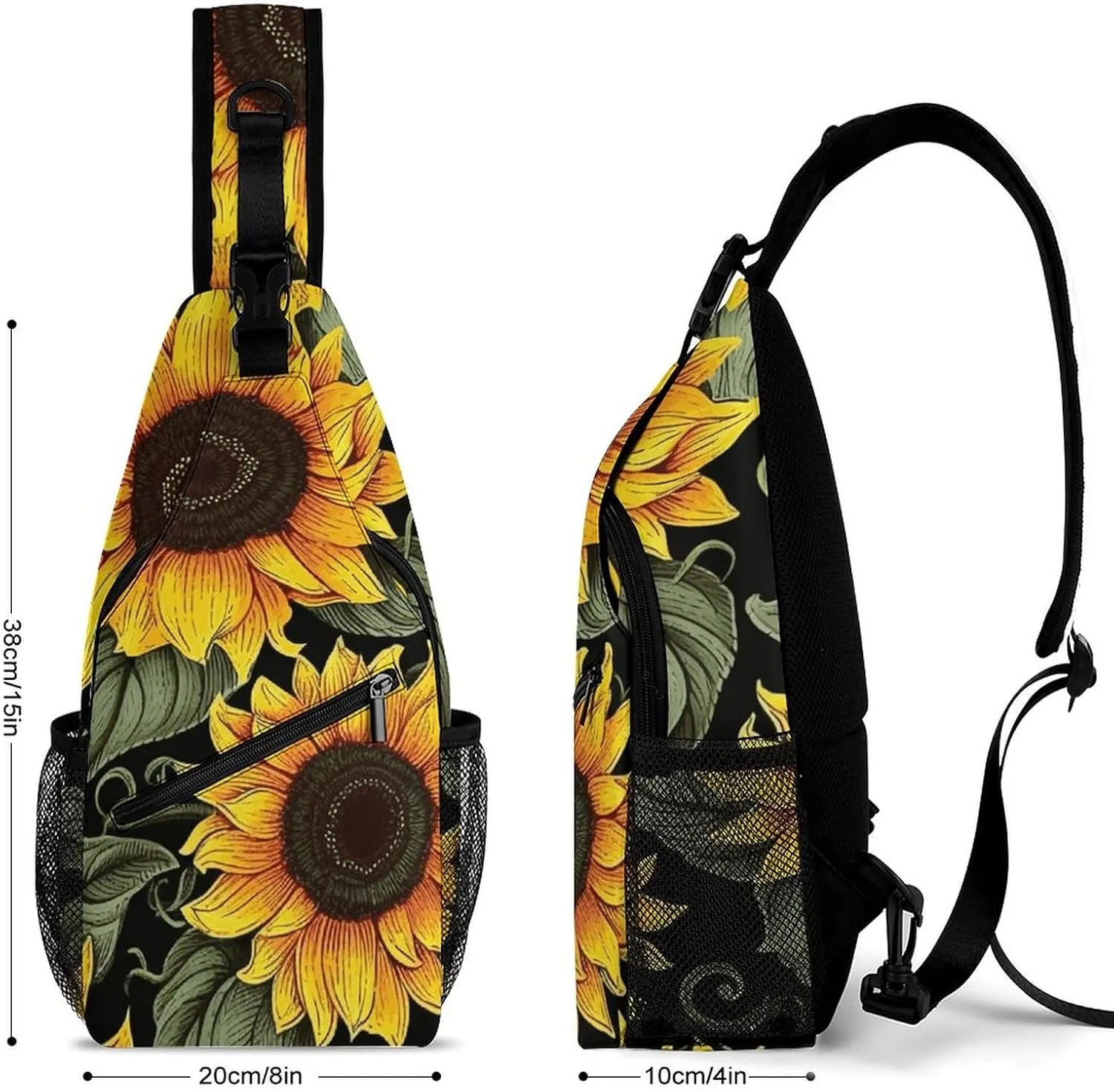 Crossbody Bag for Women Men Chest Bag Floral Swan Sling Bag Crossbody Shoulder Bag Sling Backpack