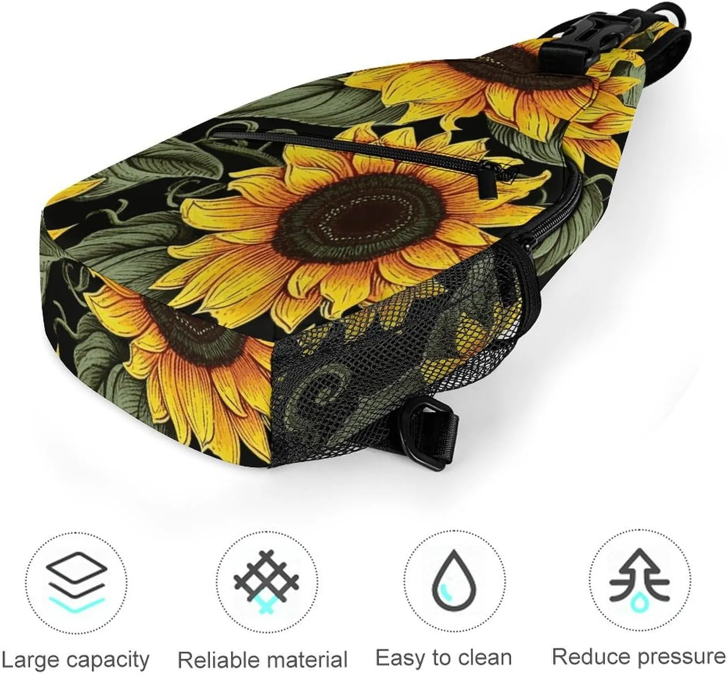 Crossbody Bag for Women Men Chest Bag Floral Swan Sling Bag Crossbody Shoulder Bag Sling Backpack