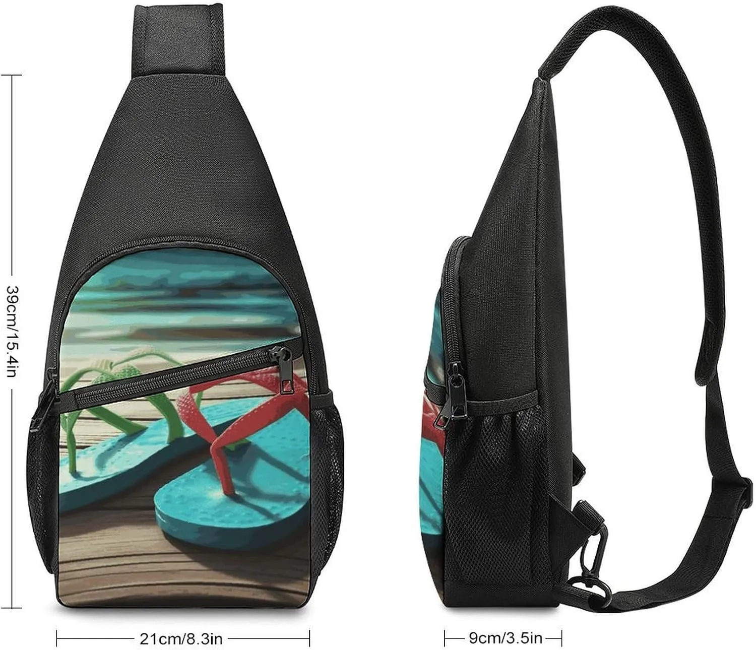 Crossbody Bag for Women Men Sling Bag Floral Swan Chest Bag Crossbody Adjustable Shoulder Bag