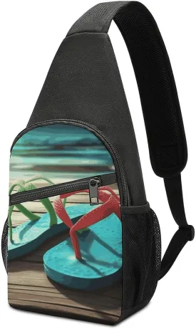 Crossbody Bag for Women Men Sling Bag Floral Swan Chest Bag Crossbody Adjustable Shoulder Bag