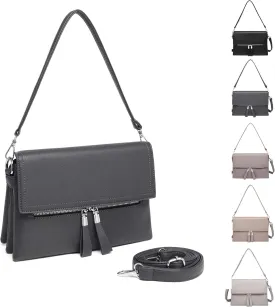 Crossbody Bags for Women - PU Leather Tote Shoulder Camera Clutch with Adjustable Strap (Gray)