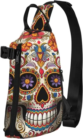 Crossbody Sling Backpack Sugar Skulls Sling Bag for Women Men Chest Bag Fashion Waist Bag Adjustable Fanny Pack