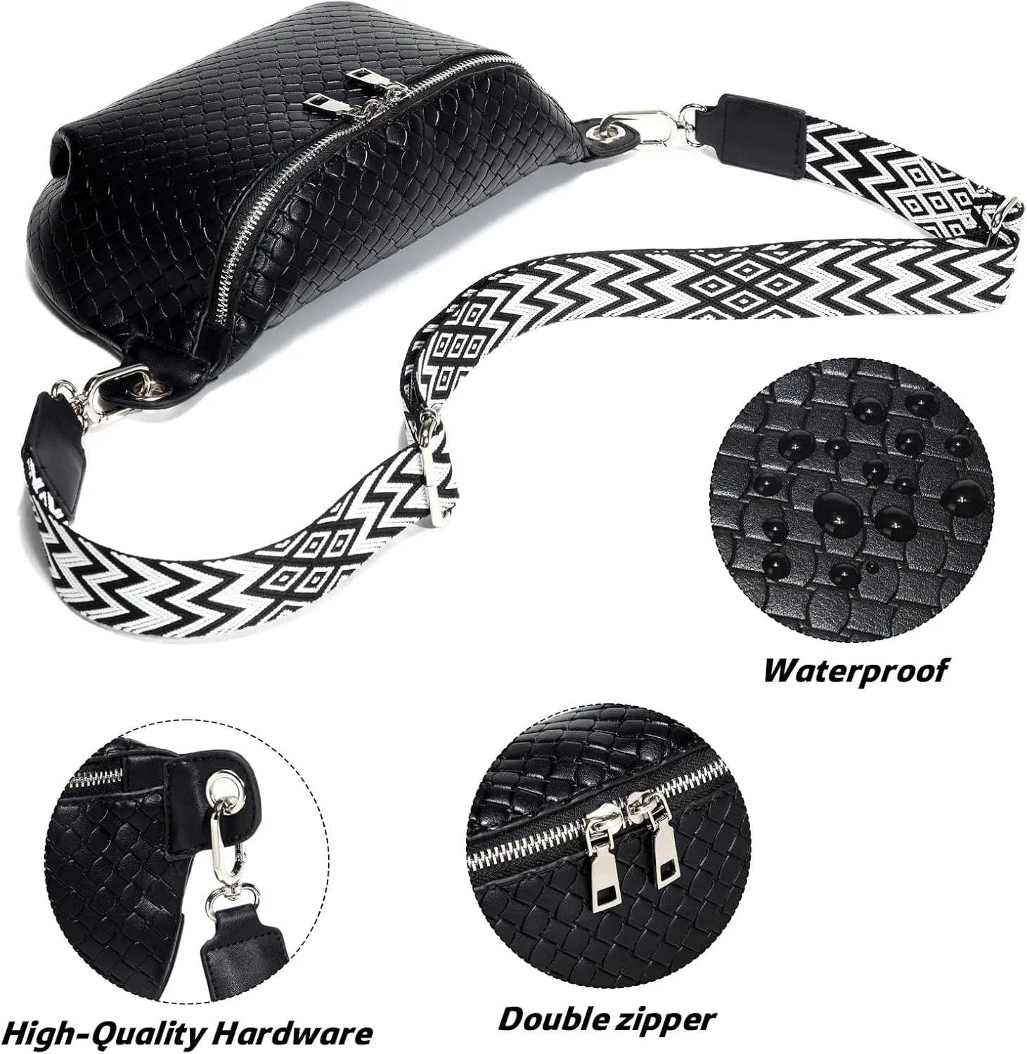 Crossbody Sling Bag Purse for Women - Small Chest Fanny Pack Trendy Travel Faux Leather Cross Body Bags with Adjustable Strap