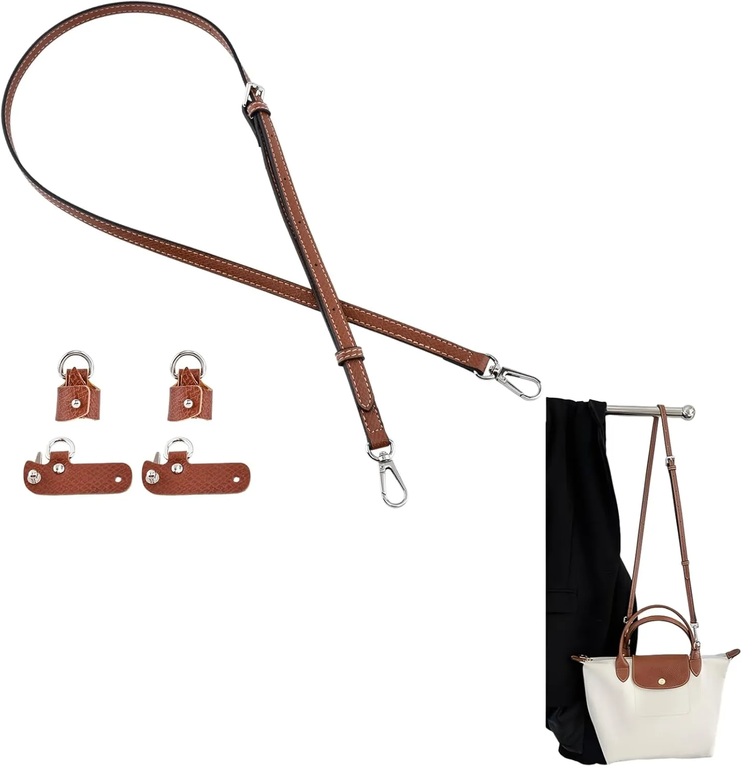 Crossbody Strap Replacement for Purse Bag,Leather Purse Crossbody Conversion Kit for Handbag,Leather Shoulder Straps Replacement Adjustable for Bags