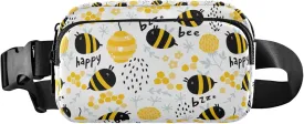 Customized Bees Flowers Beehive Fanny Packs for Women Waterproof Everywhere Belt Bag Cute Cross Body Waist Purse