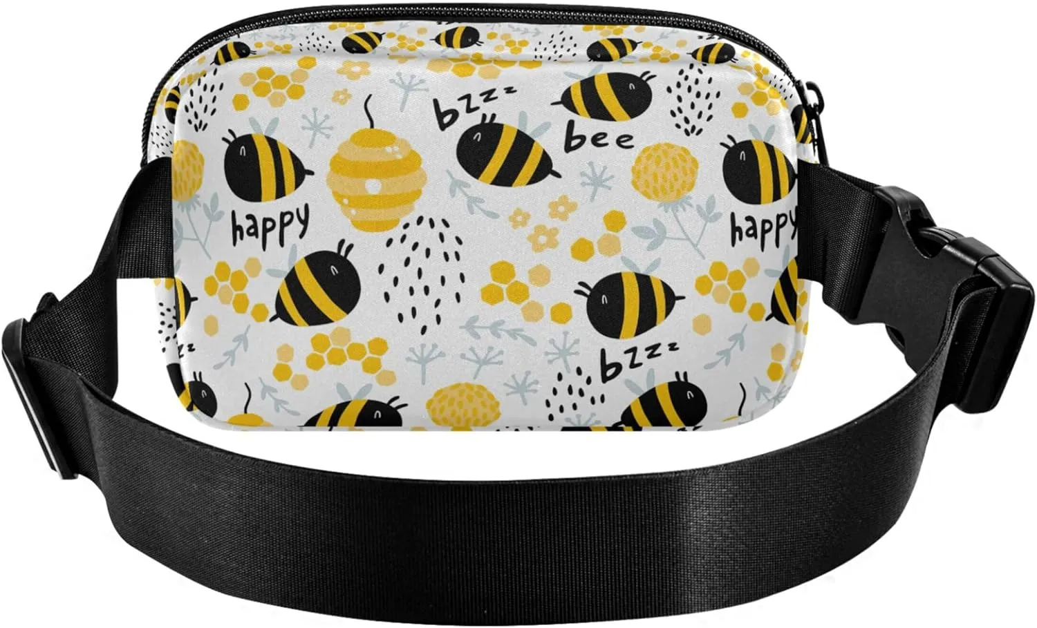 Customized Bees Flowers Beehive Fanny Packs for Women Waterproof Everywhere Belt Bag Cute Cross Body Waist Purse